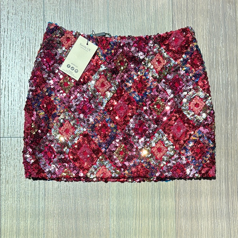 Red Sequin Mini Pencil Skirt for Cocktail Nights